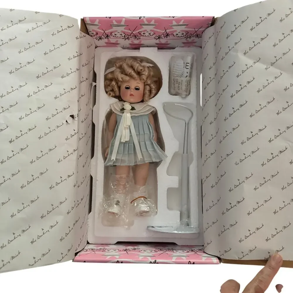 Danbury Mint Shirley Temple “Ginny” Doll Vintage Collectible Blue Dress COA